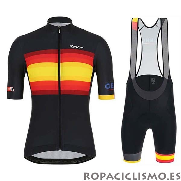 2020 Maillot Espana Tirantes Mangas Cortas 2019 Negro Rojo Amarillo